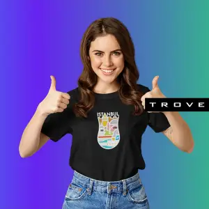 Unısex Kadın Erkek Hediye Istanbul Yedi Tepe Baskılı Çay Bardak % 100 Pamuk Tasarım T-shirt