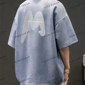 Unisex Kadın/Erkek M Renkli Özel Baskılı Oversize Penye