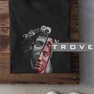 Unısex Kadın Erkek Mitoloji Heykel Rönesans Siyah Beyaz Tasarım Baskılı %100 Pamuk T-shirt