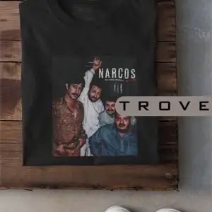 Unısex Kadın Erkek Narcos Kolpaçino  %100 Pamuk Baskılı Siyah Beyaz T-shirt