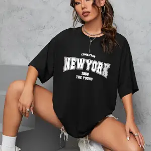 Unisex Kadın/Erkek NEW YORK Özel Baskılı Renkli Oversize Penye T-Shirt