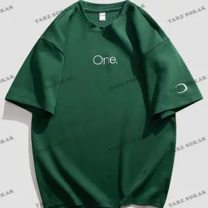 Unisex Kadın/Erkek ONE Renkli Özel Baskılı Oversize Penye