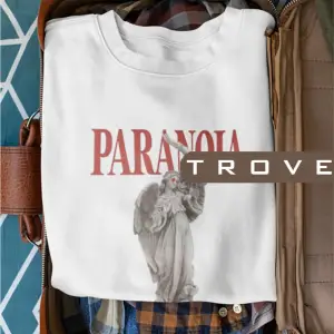 Unısex Kadın Erkek Paranoıa Mitoloji Heykel Standart Comfort Uzun Kollu %100 Pamuk Sweatshirt Beyaz