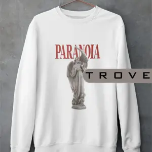 Unısex Kadın Erkek Paranoıa Mitoloji Heykel Standart Comfort Uzun Kollu %100 Pamuk Sweatshirt Beyaz