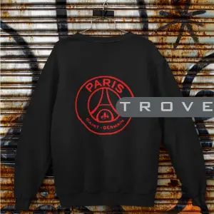 Unısex Kadın Erkek Paris Saınt Germaın Sırt Ön Arka Baskılı Uzun Kollu %100 Pamuk Sweatshirt Siyah