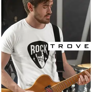 Unısex Kadın Erkek Rockn Roll Gitar Pena Tasarım Baskılı % 100 Pamuk T-shirt