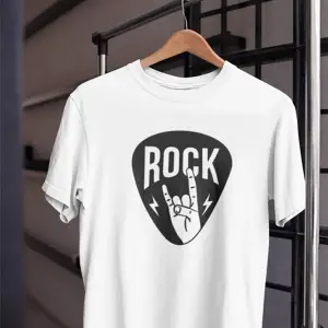 Unısex Kadın Erkek Rockn Roll Gitar Pena Tasarım Baskılı % 100 Pamuk T-shirt