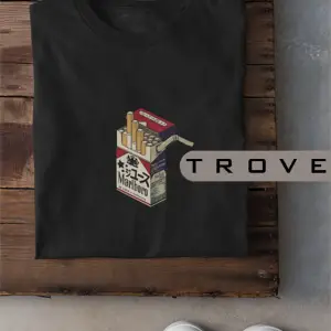 Unısex Kadın Erkek Sigara Paket Tasarım Japon %100 Pamuk Baskılı Siyah Beyaz T-shirt