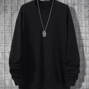 Unisex Kadın/Erkek Siyah Anime Oversize Bisiklet Yaka Pamuklu Sweatshirt