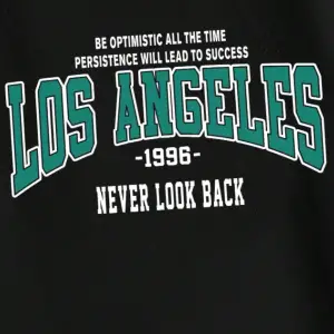Unisex Kadın/Erkek Siyah Los Angeles 1996 Baskılı Oversize Kapüşonlu Sweatshirt