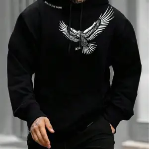 Unisex Kadın/Erkek Siyah Stays The Same Baskılı Oversize Kapüşonlu Sweatshirt