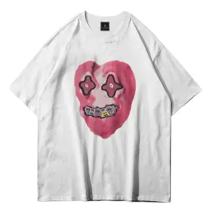 Unisex Kalp Beyaz Tshirt