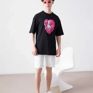 Unisex Kalp Beyaz Tshirt