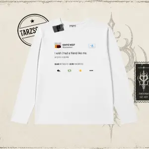 Unisex Kanye Tweet Biskilet Yaka  Long Sleeve Beyaz