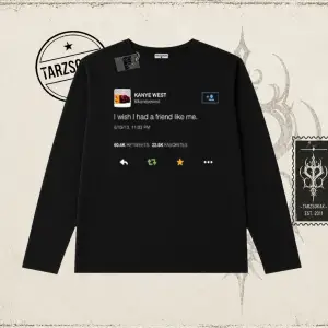 Unisex Kanye Tweet Biskilet Yaka  Long Sleeve Beyaz
