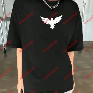 Unisex Kartal Baskılı Tshirt Siyah