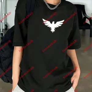 Unisex Kartal Baskılı Tshirt Siyah