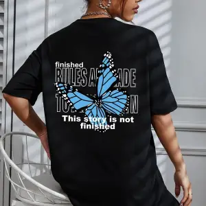 Unisex Kelebek Baskılı T-shirt