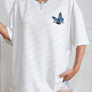 Unisex Kelebek Baskılı T-shirt