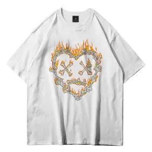 Unisex Kemik Kalp Beyaz Tshirt