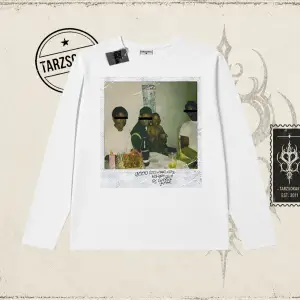 Unisex Kendrick Lamar M.a.a.d City Biskilet Yaka  Long Sleeve Beyaz