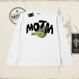Unisex Kid Cudi Man Of The Moon Biskilet Yaka  Long Sleeve Beyaz