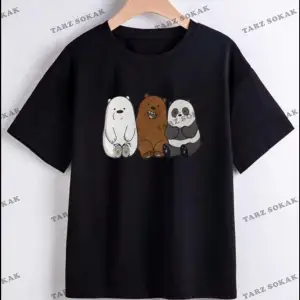 Unisex Kız/Erkek Buddy Bears Özel Baskılı Kız/erkek Çocuk Penye Bisiklet Yaka