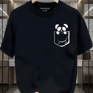 UNİSEX Kod 1 Panda Minimalis Baskı T-shirt