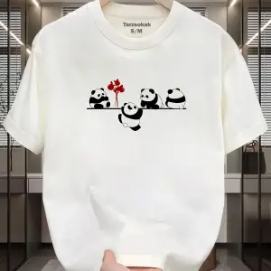 UNİSEX Kod 1 Panda Minimalis Baskı T-shirt