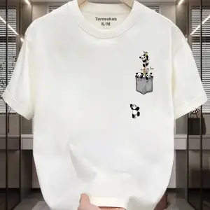 UNİSEX Kod 1 Panda Minimalis Baskı T-shirt