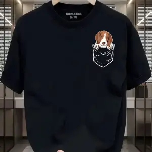 UNİSEX Kod 2 Köpek Minimalis Baskı T-shirt