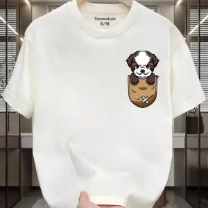 UNİSEX Kod 3 Köpek Minimalis Baskı T-shirt