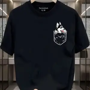 UNİSEX Kod 4 Köpek Minimalis Baskı T-shirt