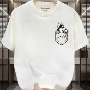 UNİSEX Kod 4 Köpek Minimalis Baskı T-shirt