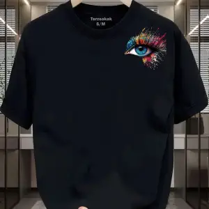 UNİSEX Kod 9 Eyelash Desen T-shirt