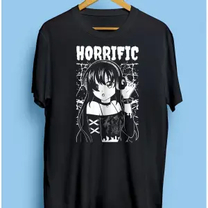 Unisex Kulaklık Muzik Genç Kız Çocuk Siyah Beyaz Tasarım Baskılı Tişört