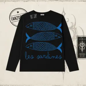 Unisex Les Sardines Biskilet Yaka  Long Sleeve Beyaz