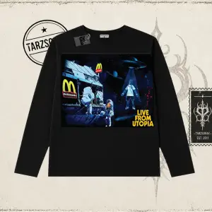 Unisex Live From Utopia Travis Scott Biskilet Yaka  Long Sleeve Beyaz