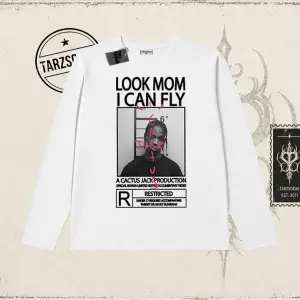 Unisex Look Mom I Can Fly Biskilet Yaka  Long Sleeve Beyaz