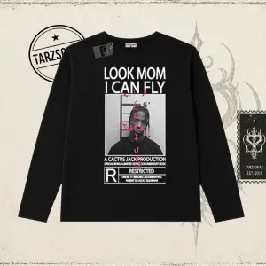 Unisex Look Mom I Can Fly Biskilet Yaka  Long Sleeve Beyaz