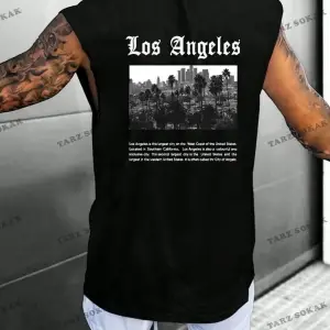 Unisex  LOS ANGELES BASKILI OVERSİZE KOLSUZ