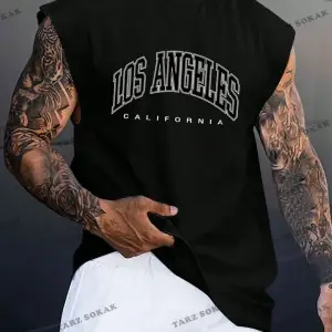 Unisex  LOS ANGELES BASKILI OVERSİZE KOLSUZ