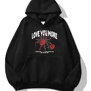 Unisex Love You More Sweatshirt Hoodie Siyah