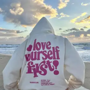 Unisex Love Yourself First! Sweatshirt Beyaz