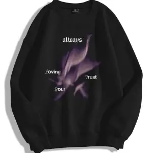 Unisex Loving Your Trust Bisiklet Yaka Sweatshirt Siyah