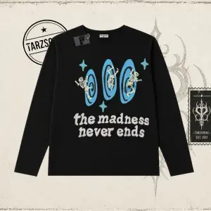 Unisex Madness Never Ends Biskilet Yaka  Long Sleeve Beyaz