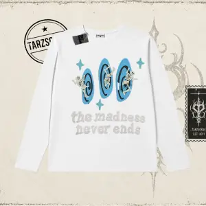 Unisex Madness Never Ends Biskilet Yaka  Long Sleeve Beyaz
