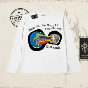 Unisex Man On The Moon 3 Kid Cudi Biskilet Yaka  Long Sleeve Beyaz
