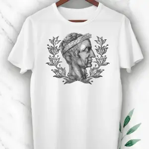 Unısex Mitoloji Jül Sezar Baskılı Beyaz Tişört