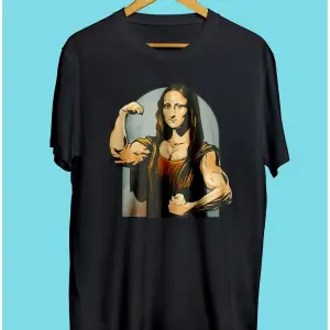 Unisex Mona Lisa Gym Spor Fitness Tasarım Baskılı Tişört
